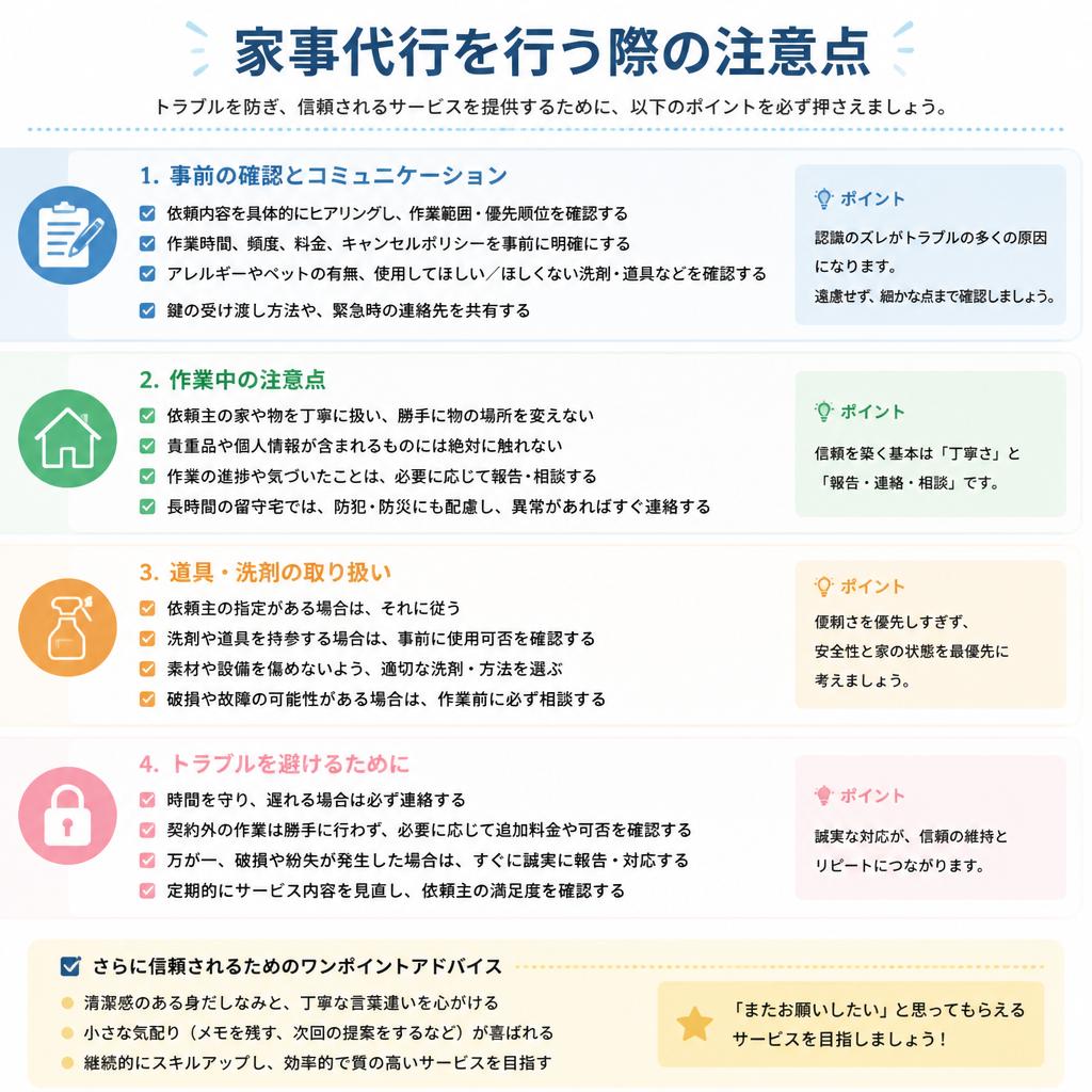家事代行サービスにおける注意点
