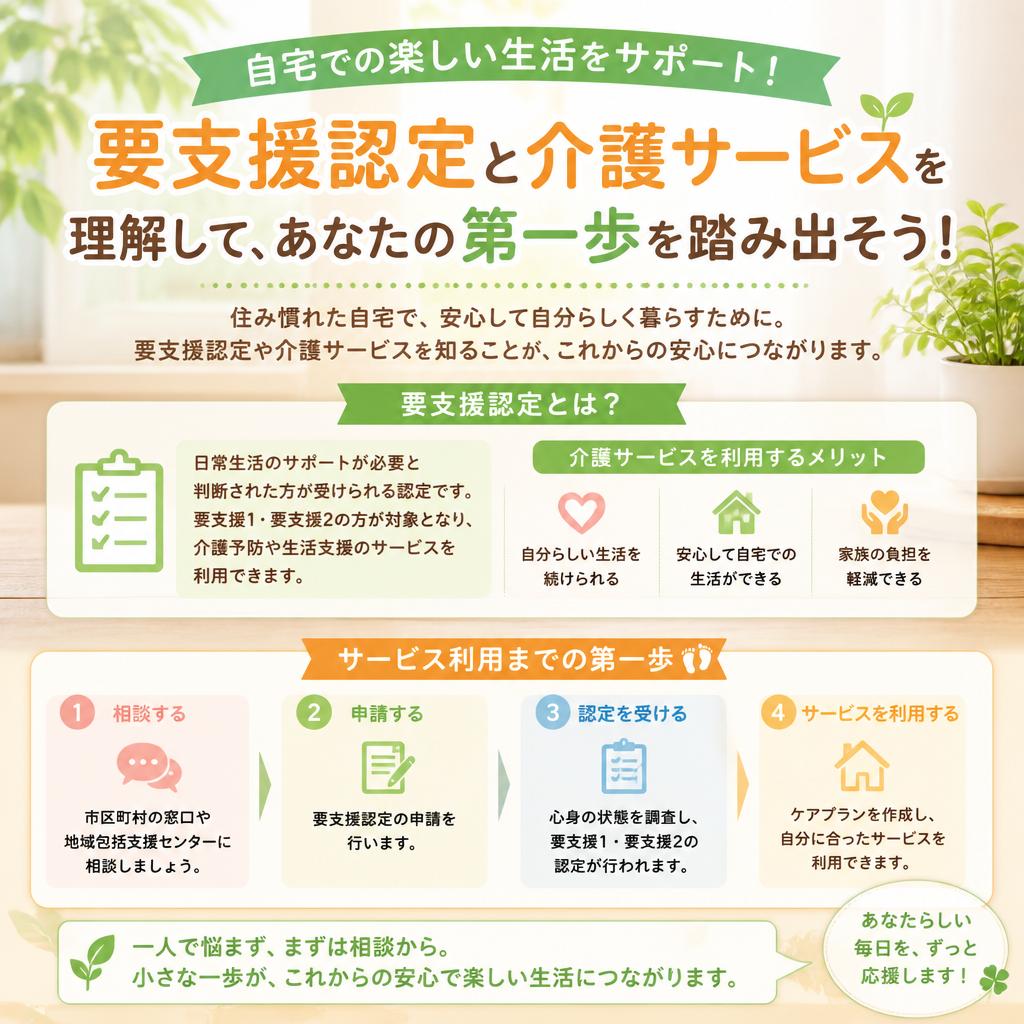 自宅での楽しい生活をサポート！要支援認定と介護サービスを理解して、あなたの第一歩を踏み出そう！