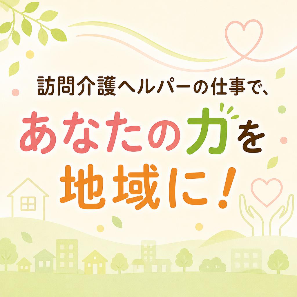 訪問介護ヘルパーの仕事で、あなたの力を地域に！