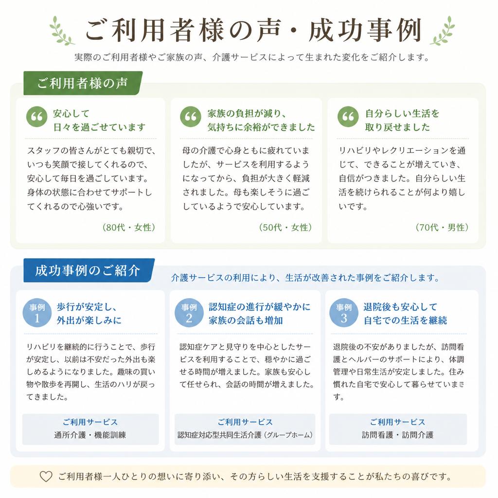 利用者様の声と成功事例