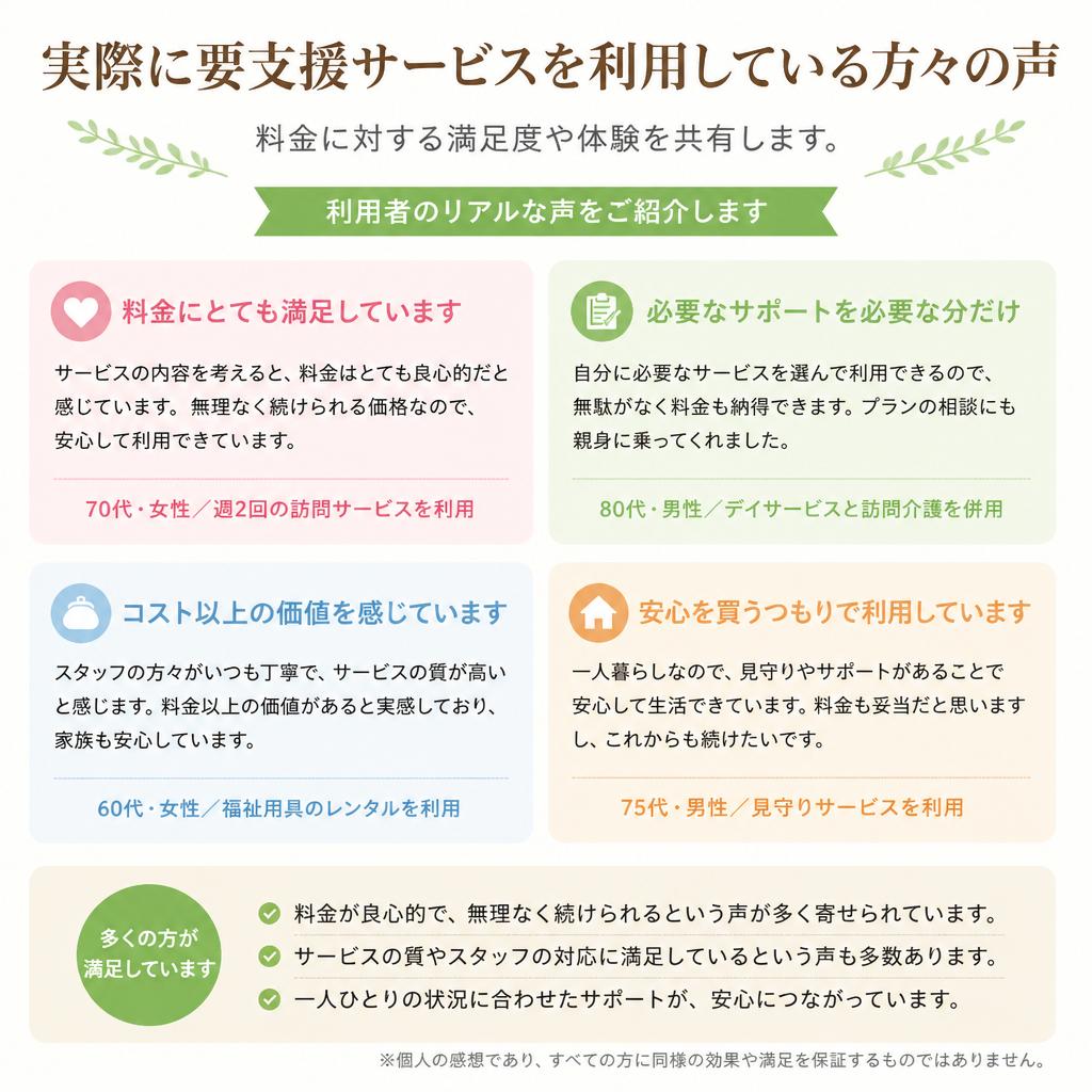 利用者の声：月額料金に関する体験談