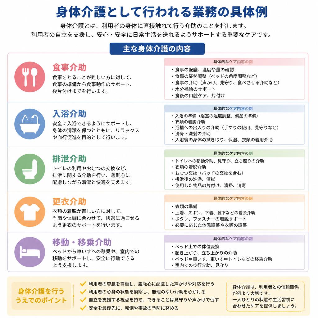 身体介護の具体的な内容