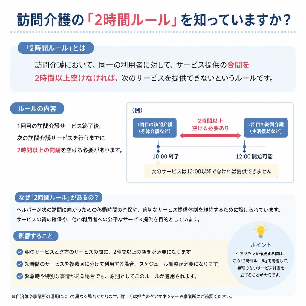訪問介護の「2時間ルール」を知っていますか？