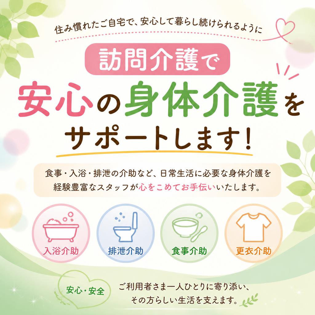 訪問介護で安心の身体介護をサポートします！