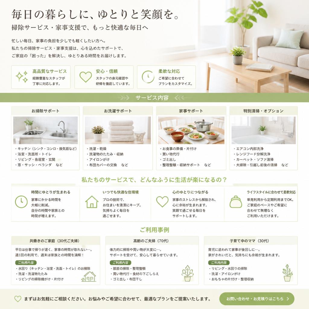 掃除サービスと家事支援