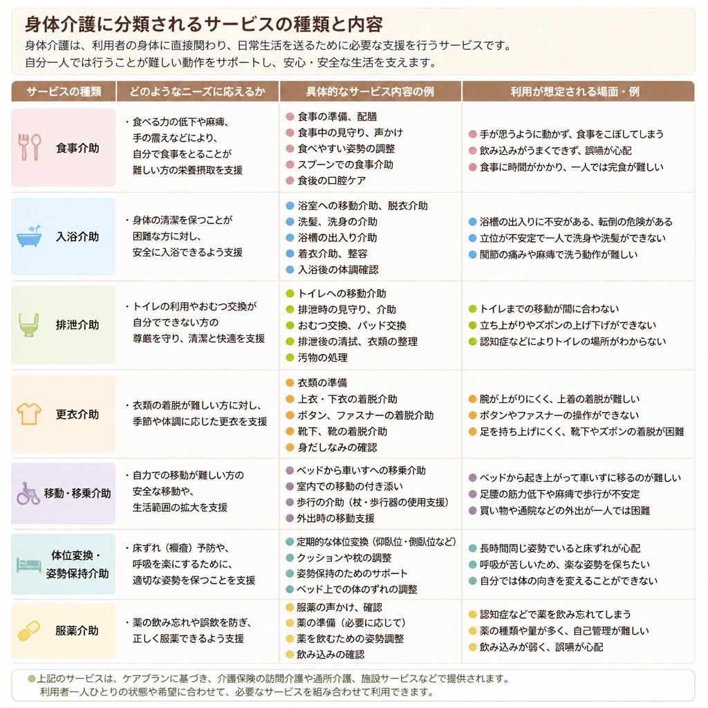 身体介護の種類