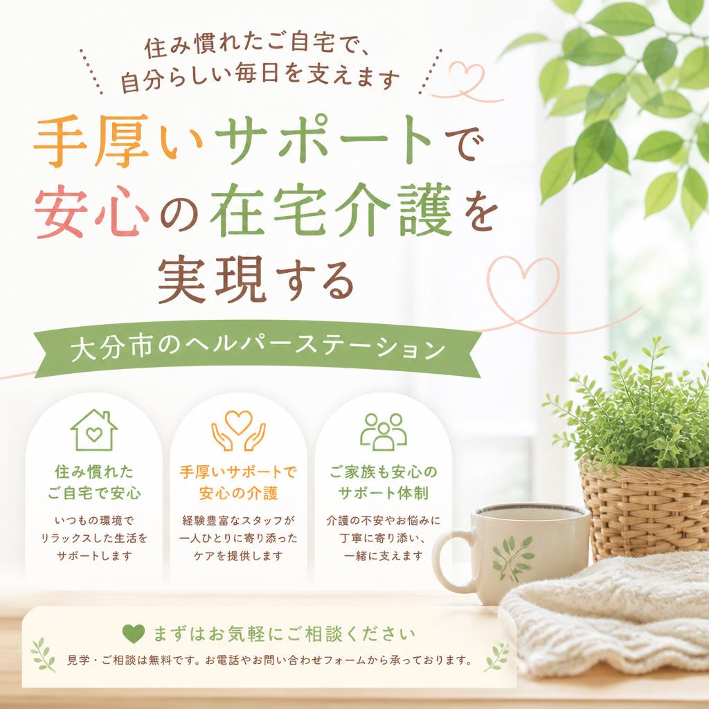 手厚いサポートで安心の在宅介護を実現する大分市のヘルパーステーション
